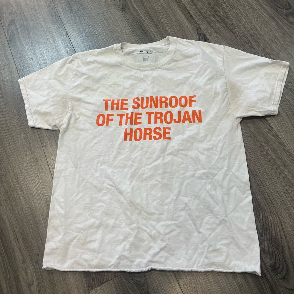 Virgil White T-Shirt with Orange Print